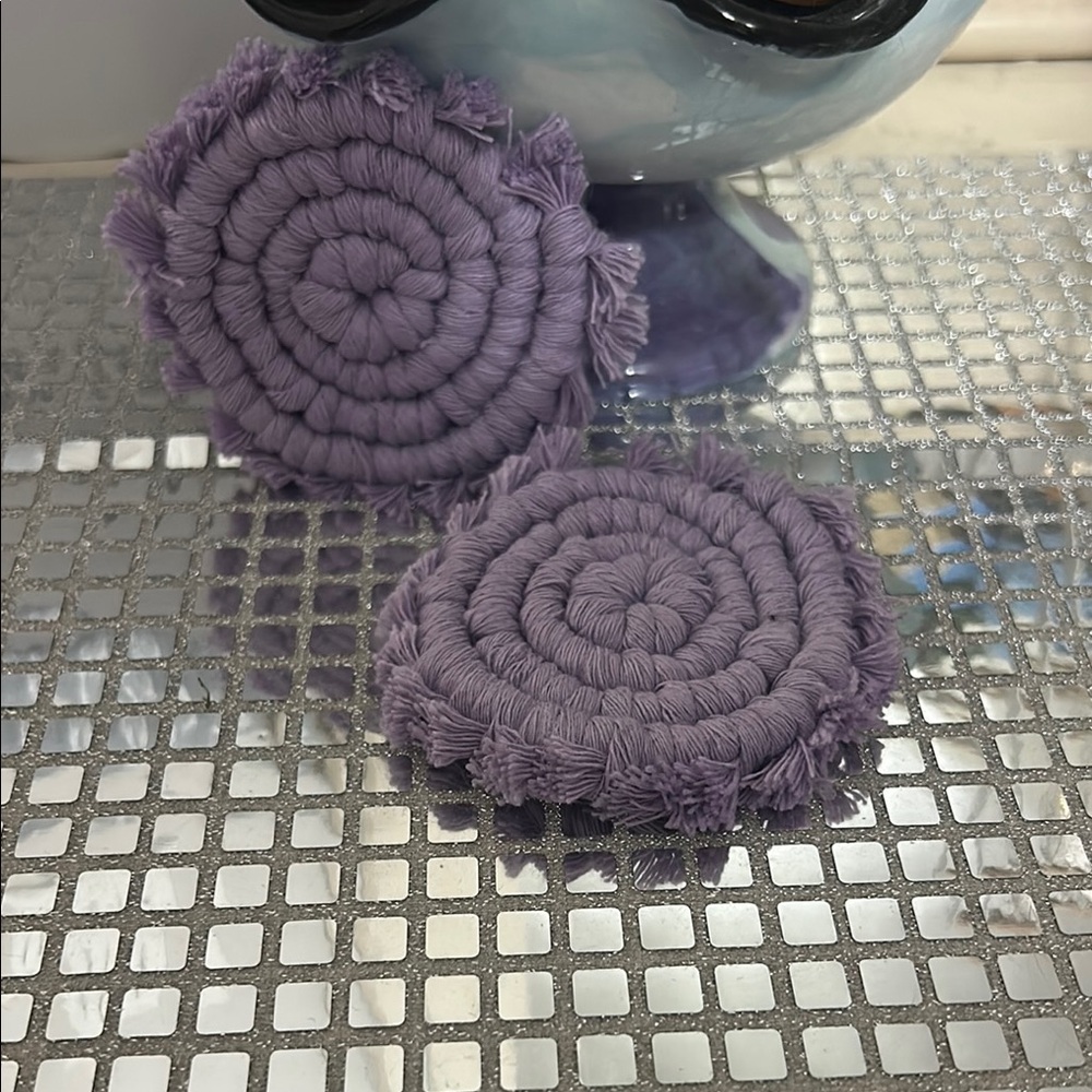 Macrame Purple Homemade Coasters